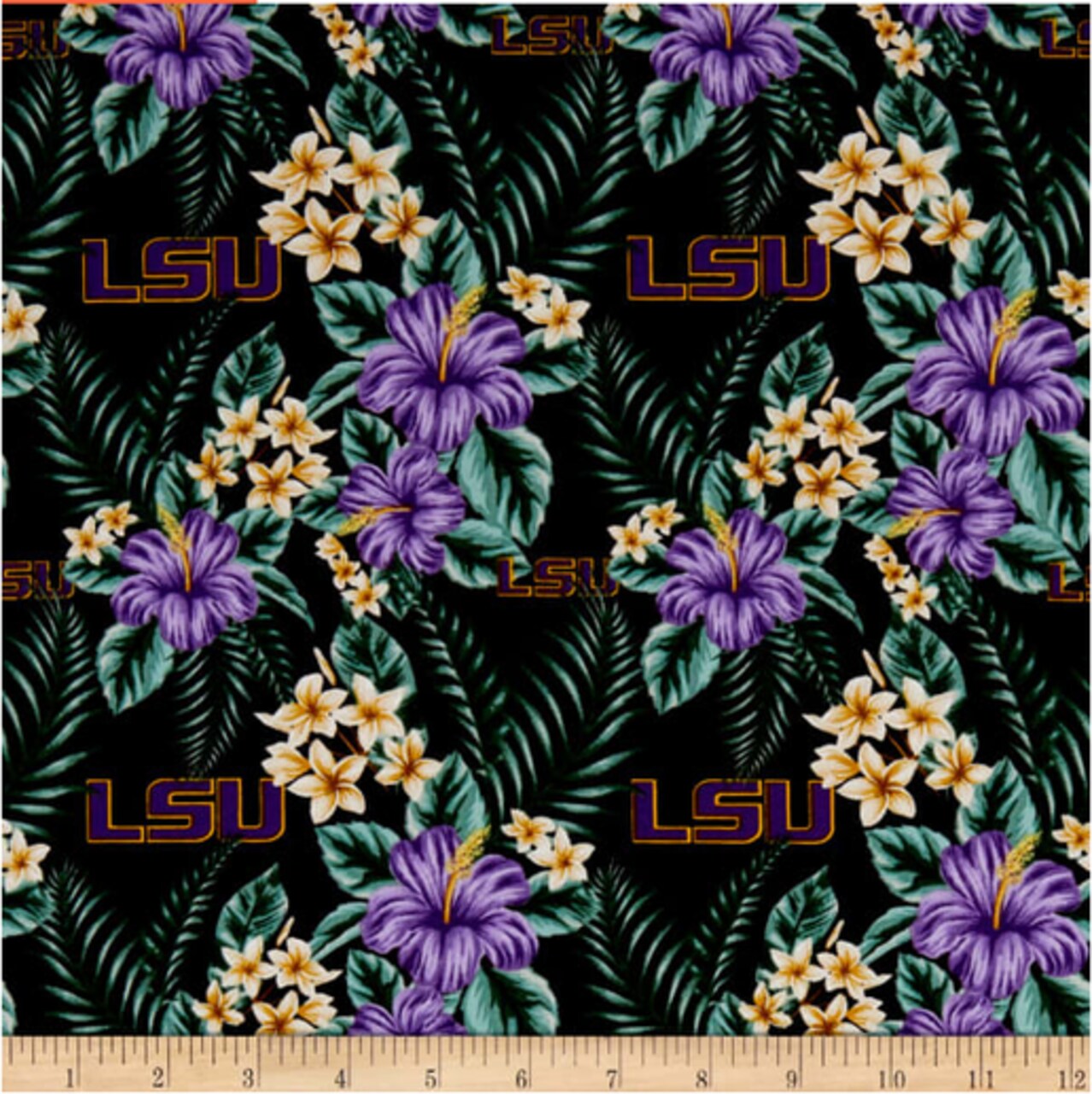 Licensed NCAA Louisiana State University Tropical LSU-1174 Cotton Fabric by the Yard